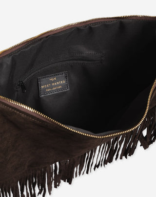 SAC EN SUEDE À FRANGES LIVIA CHOCOLAT BRUN