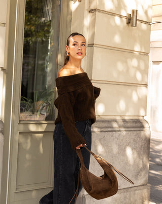 SAC MANOU EN SUEDE MARRON
