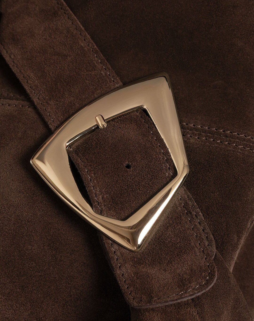 SAC À ÉPAULE EN SUEDE AVEC BOUCLE BRUN