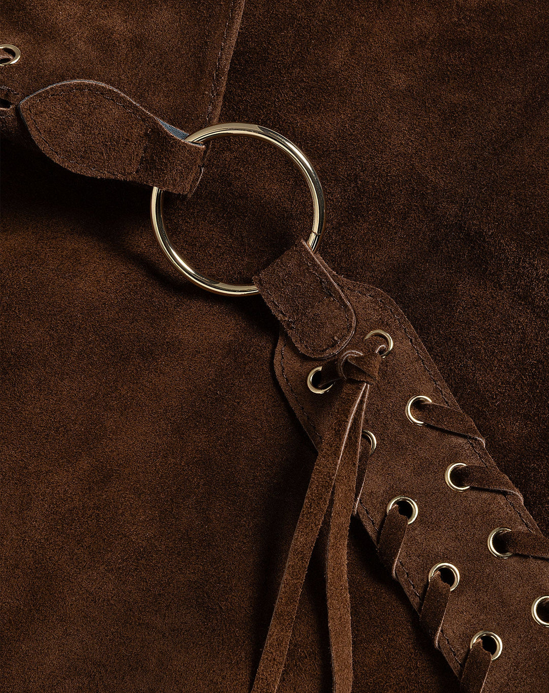 SAC EN SUÉDINE À LACETS BRUN