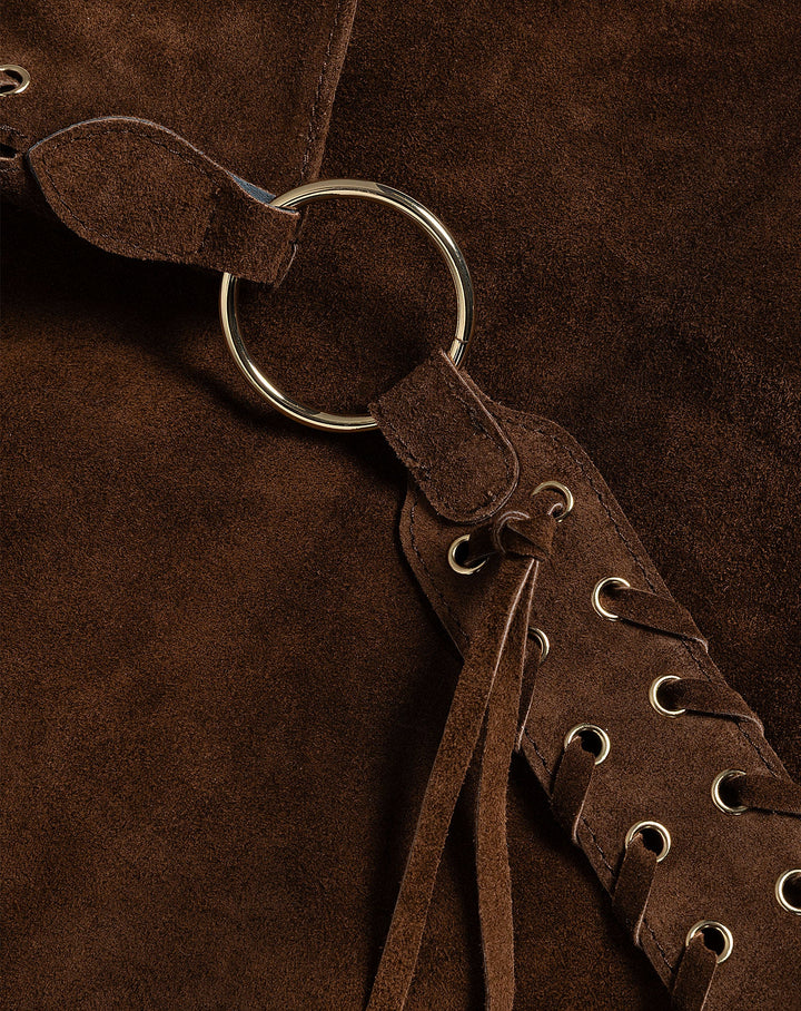 SAC EN SUÉDINE À LACETS BRUN