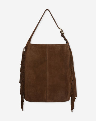SAC EN SUÉDINE À FRANGES CIARA MARRON