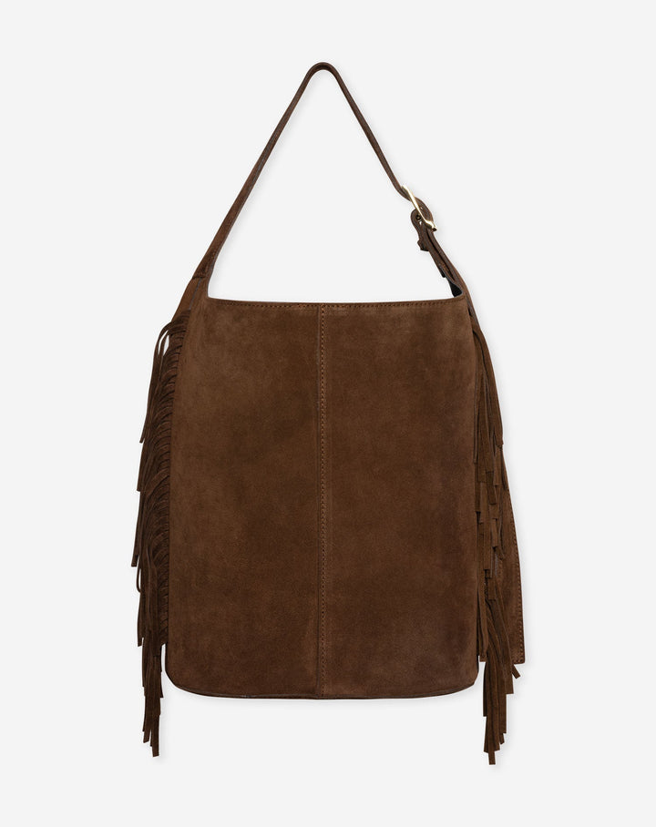 SAC EN SUÉDINE À FRANGES CIARA MARRON
