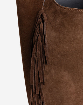 SAC EN SUÉDINE À FRANGES CIARA MARRON