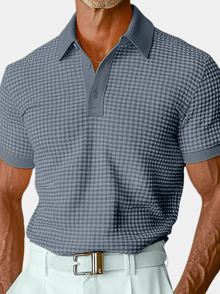 BRYNOUVELLE | Chemise Polo Texturée à Carreaux pour Hommes