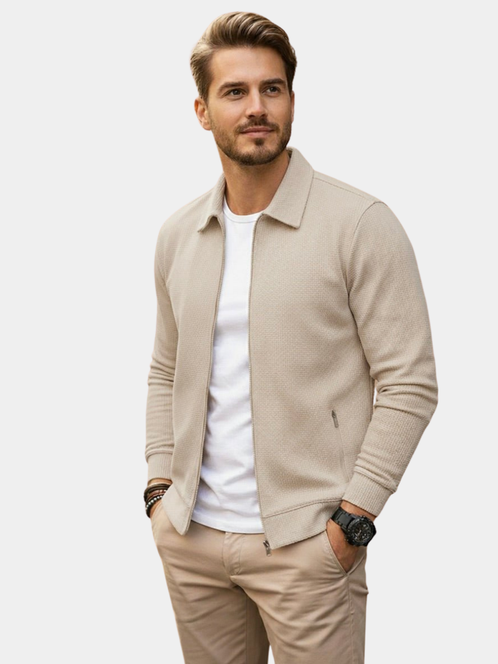BRYNOUVELLE | GILET TEXTURÉ À FERMETURE ÉCLAIR POUR HOMMES