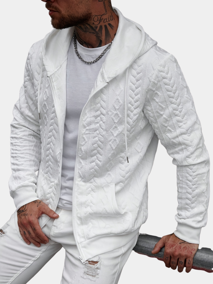 BRYNOUVELLE | SWEAT À CAPUCHE EN MAILLE GÉOMÉTRIQUE POUR HOMME