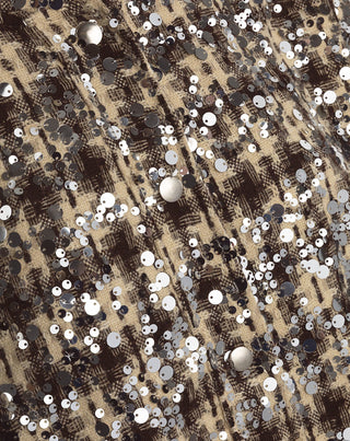 VESTE BOMBER À PAILLETTES À CARREAUX BRUN