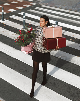 VESTE BOMBER À PAILLETTES À CARREAUX BRUN
