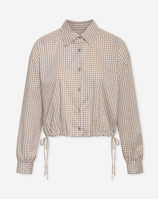 BLOUSE À CORDON CHECK KIRA BRUN