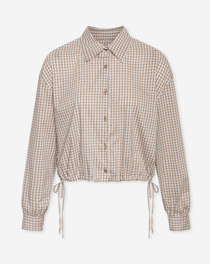 BLOUSE À CORDON CHECK KIRA BRUN