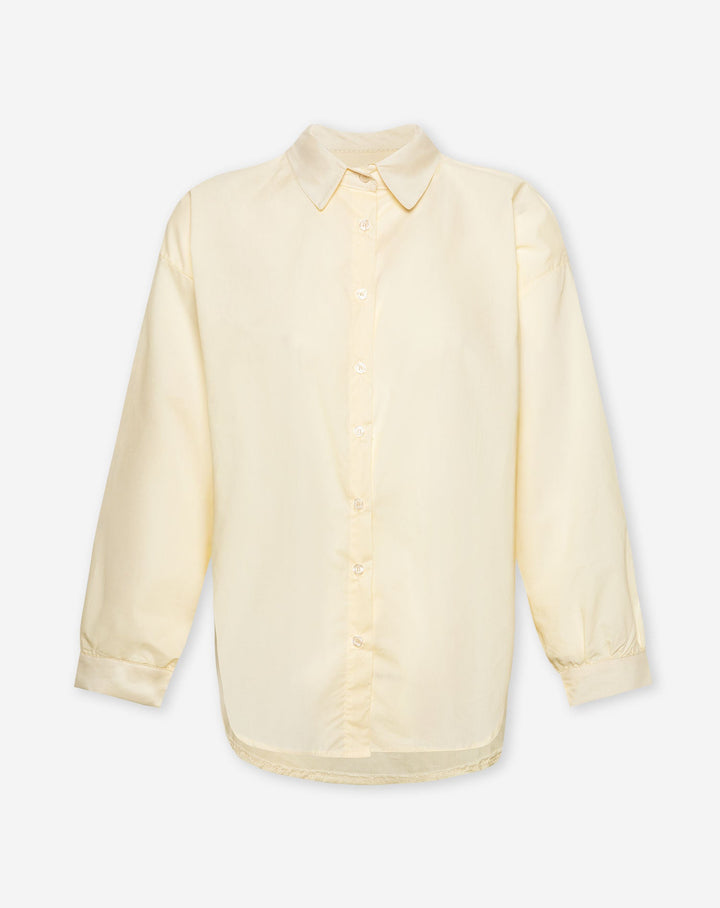 BLOUSE EN POPLINE AVEC CORDON JAUNE BEURRE