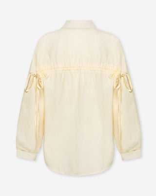 BLOUSE EN POPLINE AVEC CORDON JAUNE BEURRE