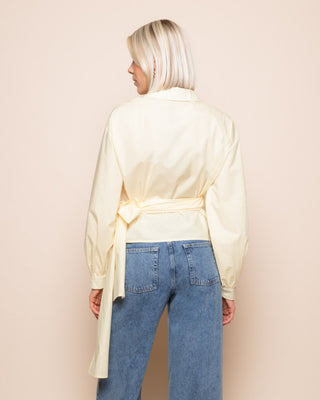 BLOUSE NOEUD EN POPLINE JAUNE BEURRE