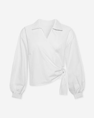 BLOUSE EN POPLIN AVEC NOEUD BLANC