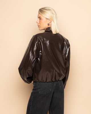 VESTE BALLOON LIZ PU MARRON