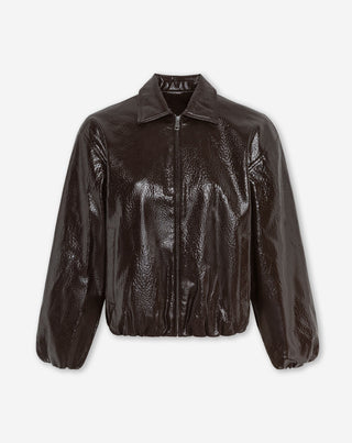 VESTE BALLOON LIZ PU MARRON