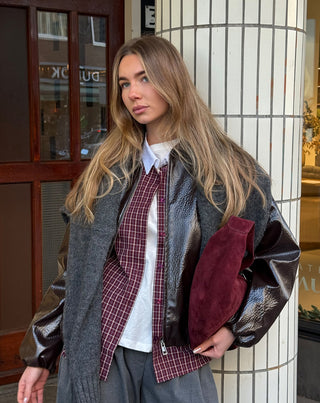 VESTE BALLOON LIZ PU MARRON