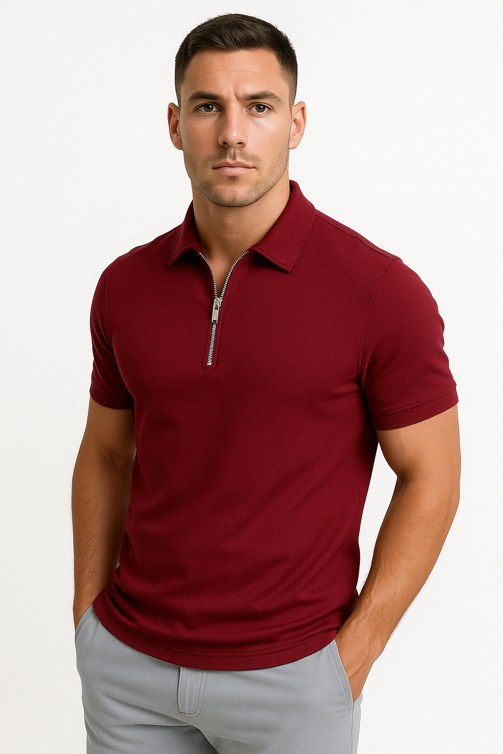 BRYNOUVELLE | POLO MODERNE AVEC ZIP MI-HAUT
