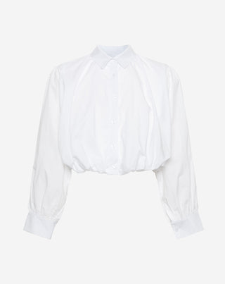 BLOUSE EN POPLINE À OURLET BUBBLE CRÈME