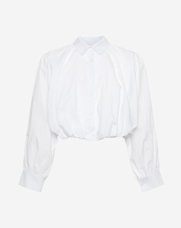 BLOUSE EN POPLINE À OURLET BUBBLE CRÈME