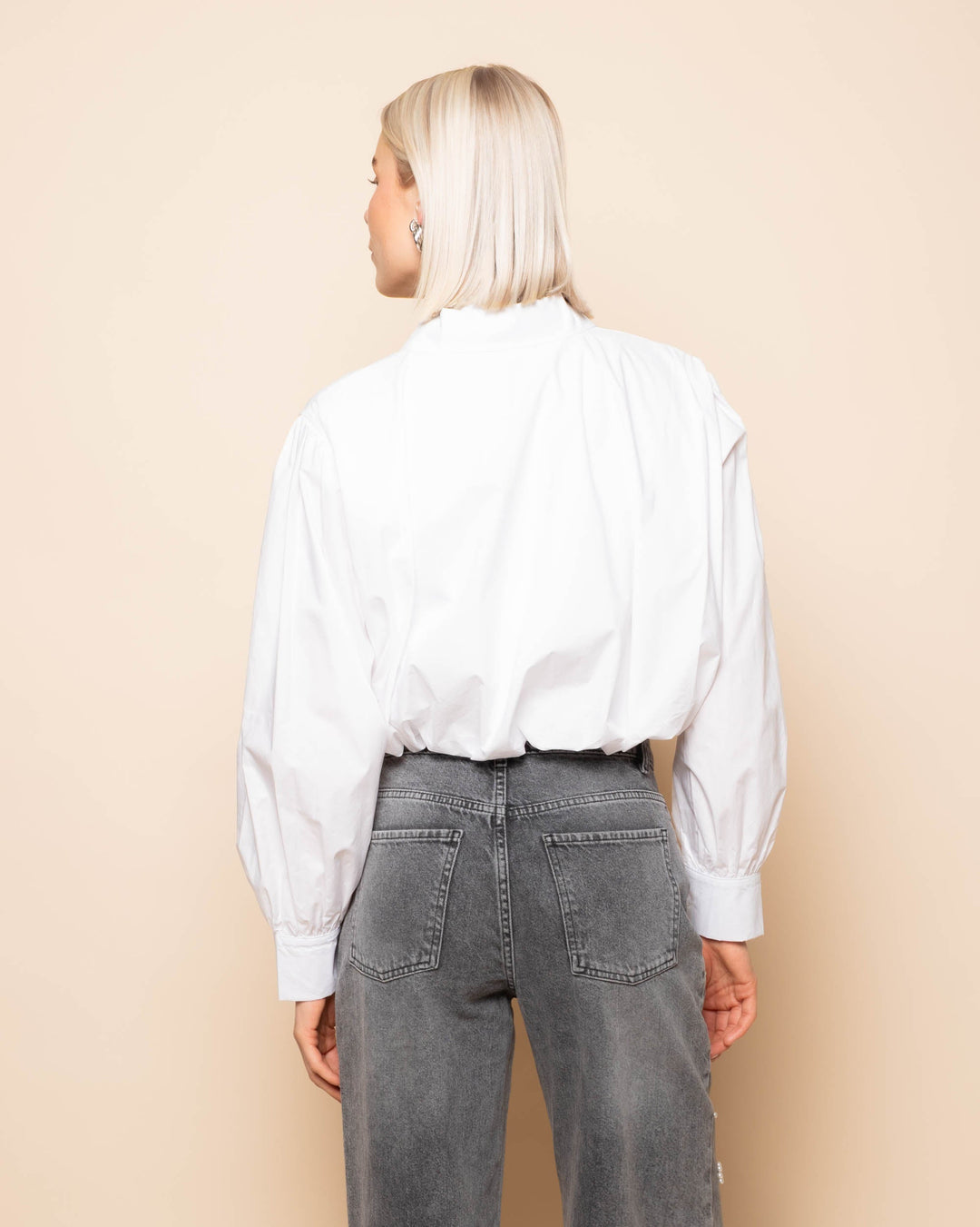 BLOUSE EN POPLINE À OURLET BUBBLE CRÈME
