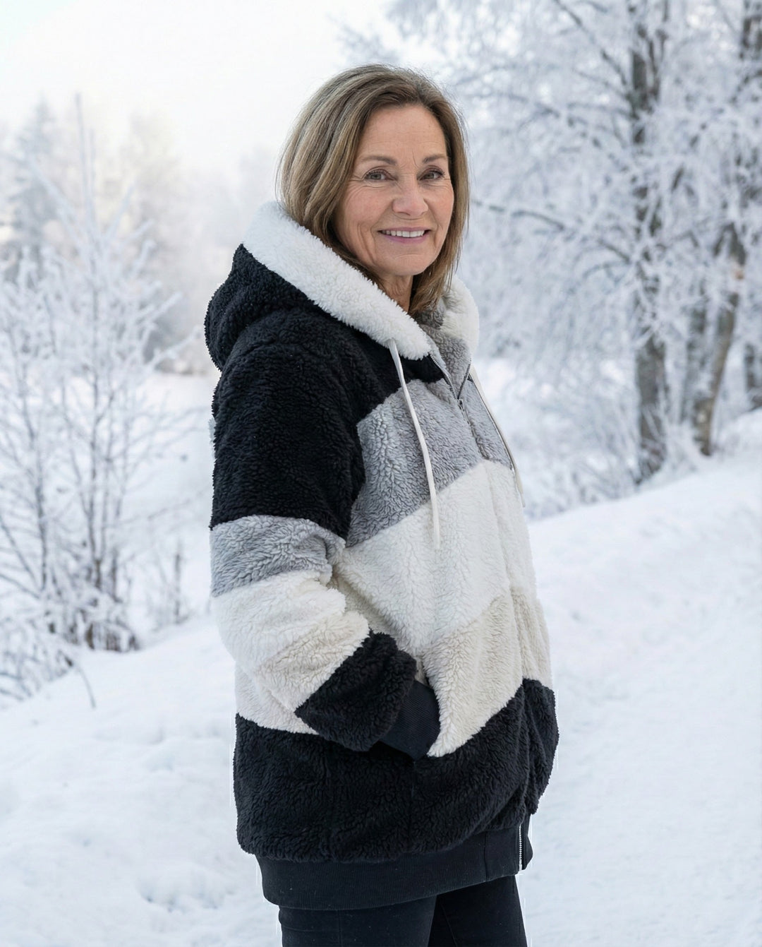 Ombretta | Manteau en Peluche Bicolore