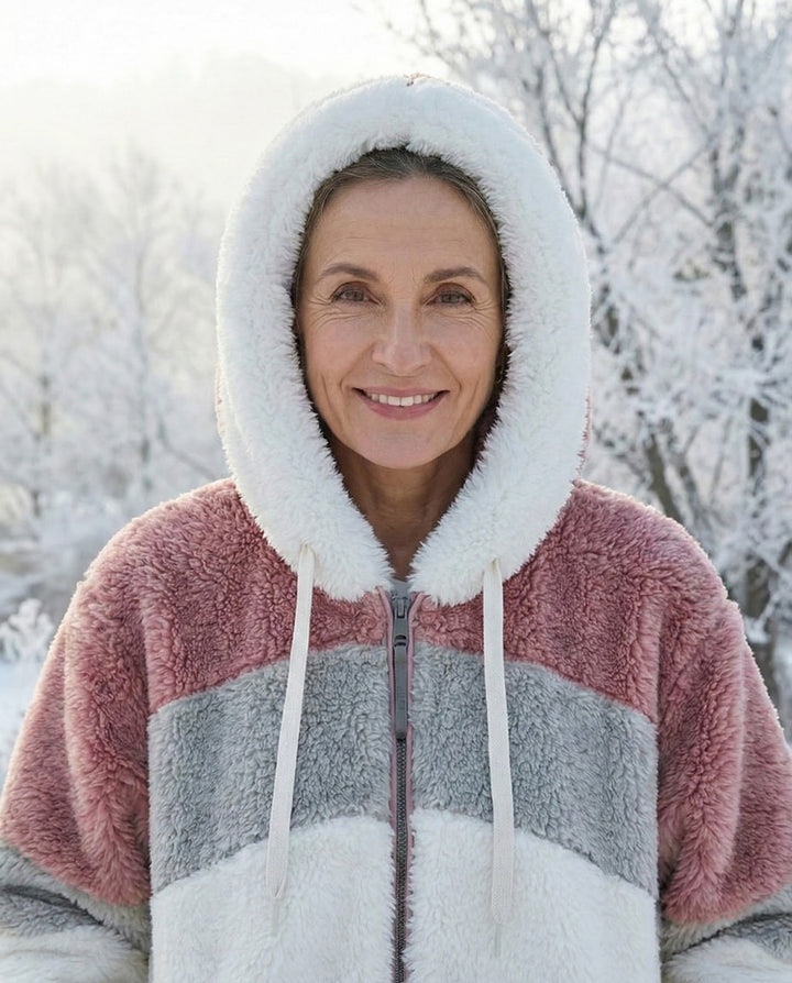 Ombretta | Manteau en Peluche Bicolore