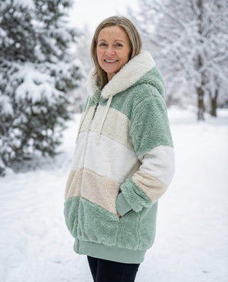 Ombretta | Manteau en Peluche Bicolore