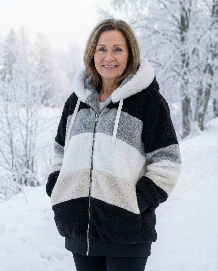 Ombretta | Manteau en Peluche Bicolore