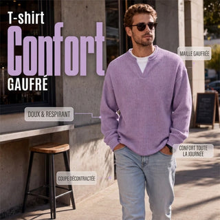 Pull en gaufre structuré pour hommes