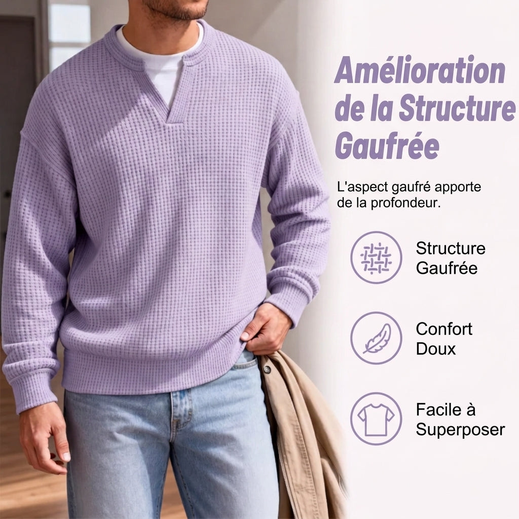 Pull en gaufre structuré pour hommes