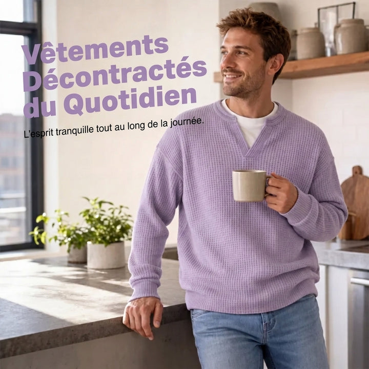 Pull en gaufre structuré pour hommes
