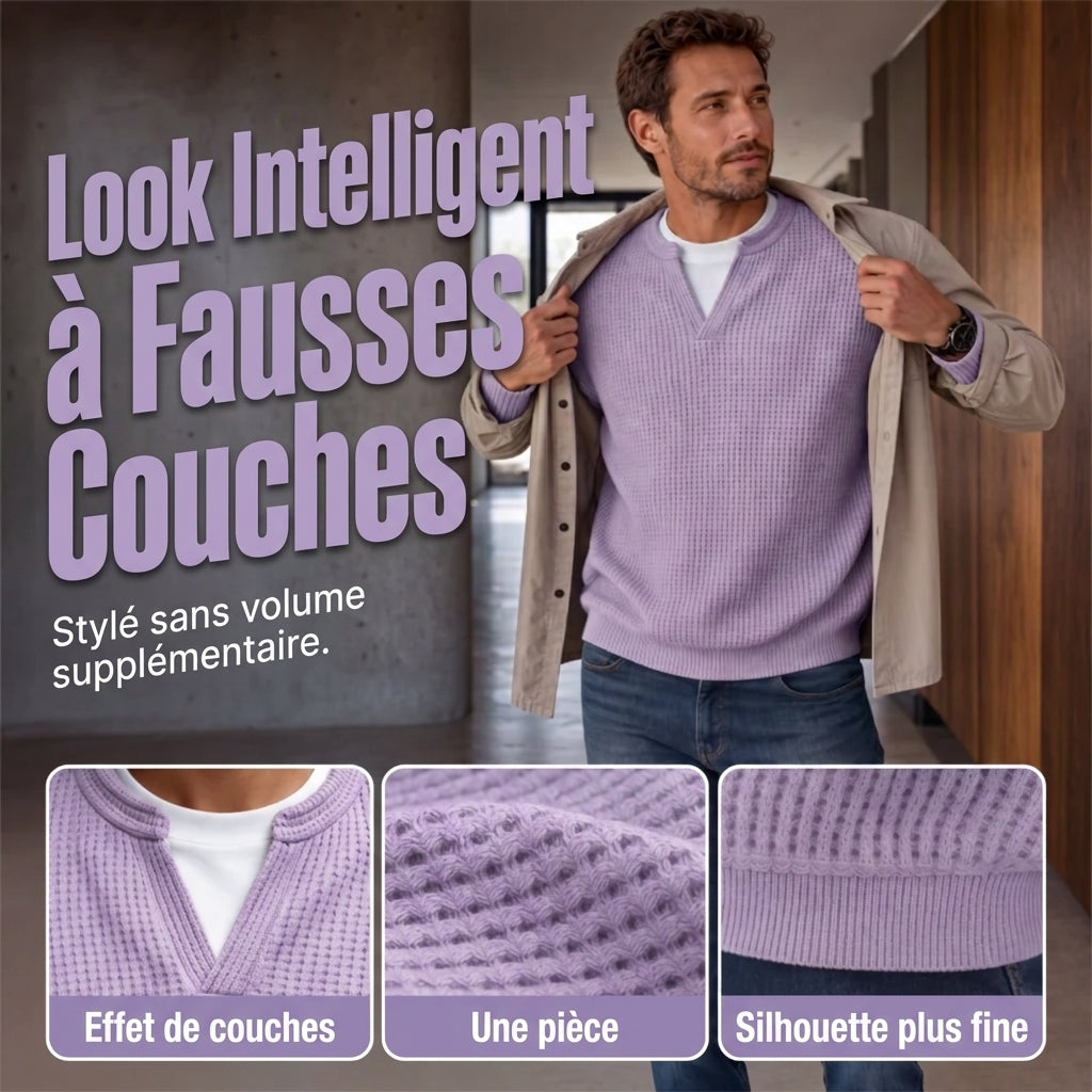 Pull en gaufre structuré pour hommes