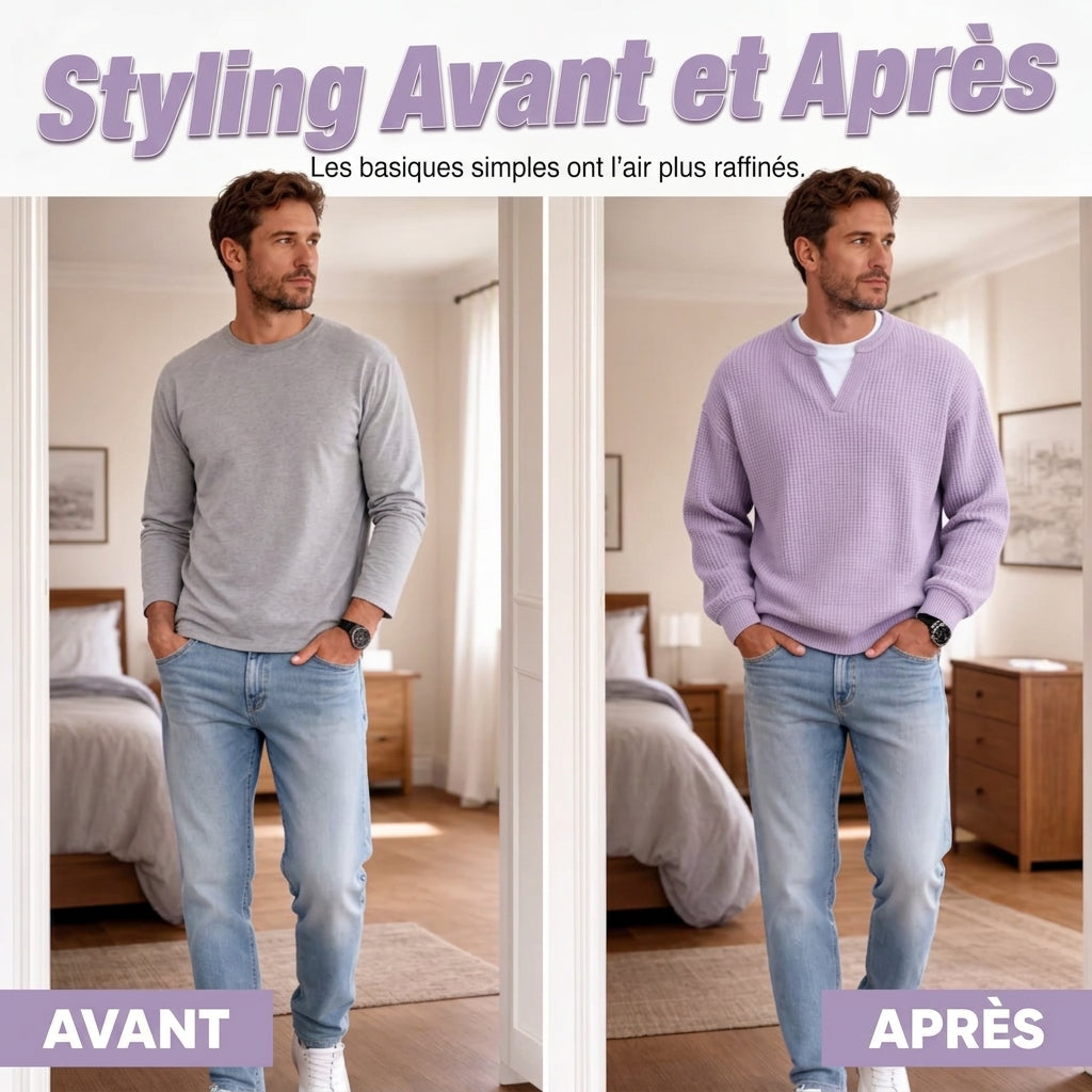 Pull en gaufre structuré pour hommes