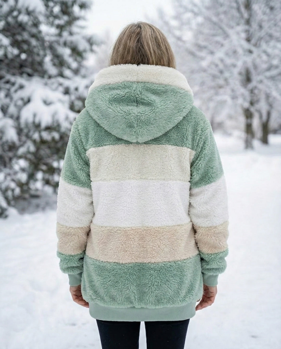 Ombretta | Manteau en Peluche Bicolore