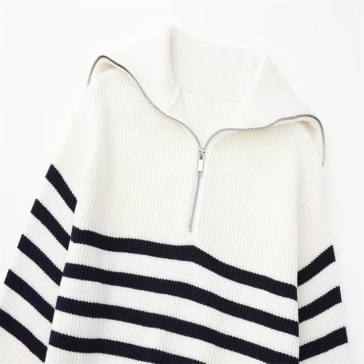 BRYNOUVELLE | Pull zippé rayé
