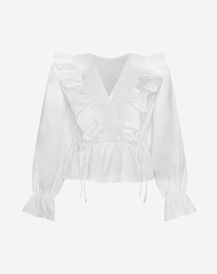 HAUT EN POPLINE AVEC VOLANTS JADE