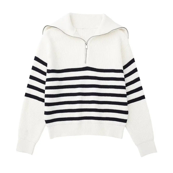 BRYNOUVELLE | Pull zippé rayé