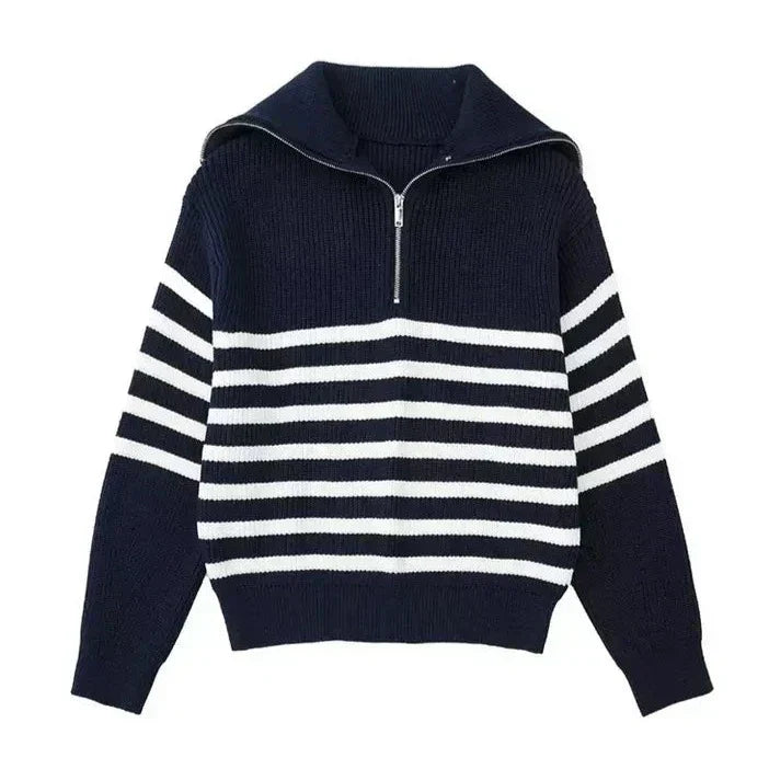 BRYNOUVELLE | Pull zippé rayé