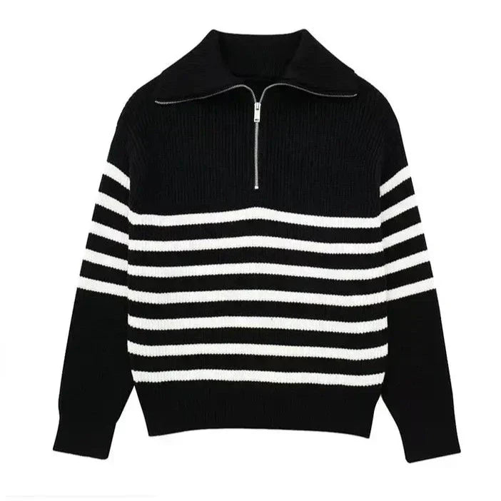 BRYNOUVELLE | Pull zippé rayé