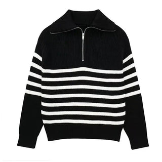 BRYNOUVELLE | Pull zippé rayé