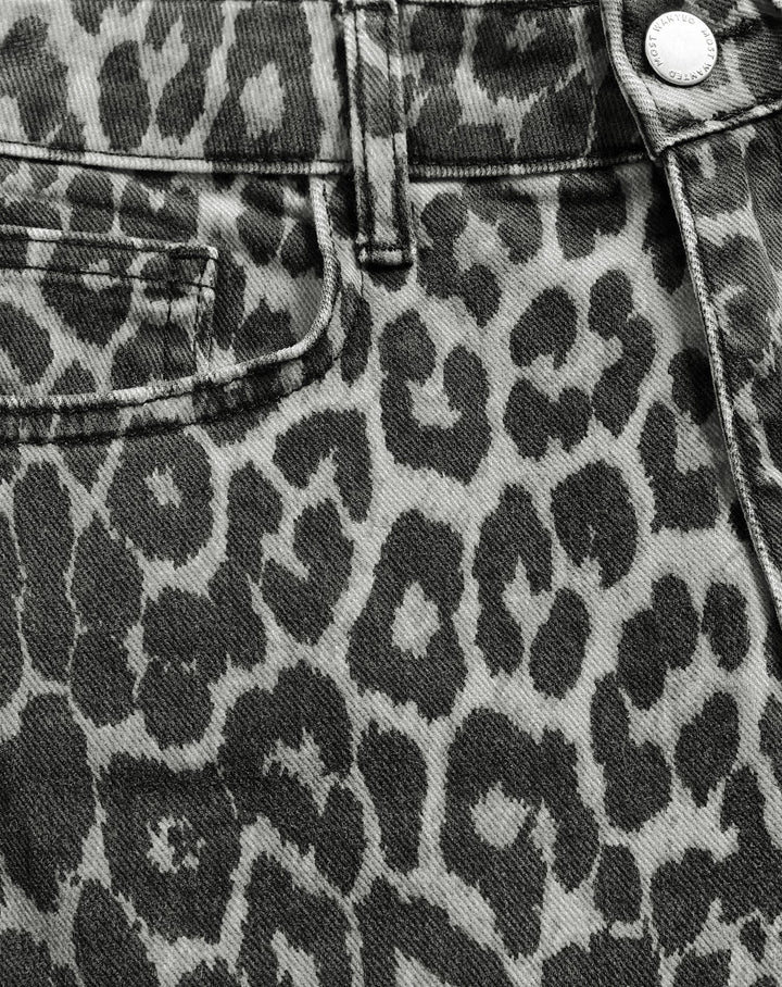 Jupe en denim léopard Prune – gris