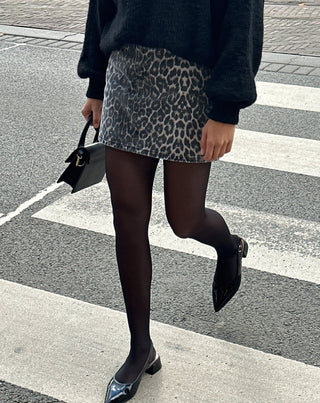 Jupe en denim léopard Prune – gris