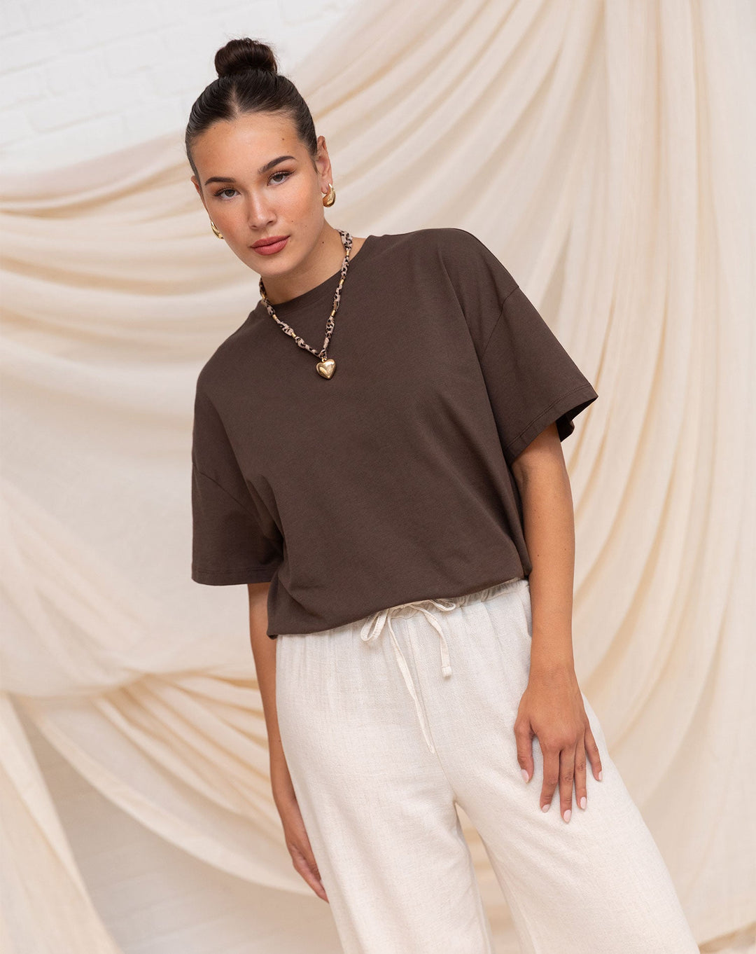T-SHIRT OVERSIZE BASIQUE BRUN