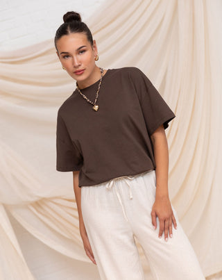T-SHIRT OVERSIZE BASIQUE BRUN
