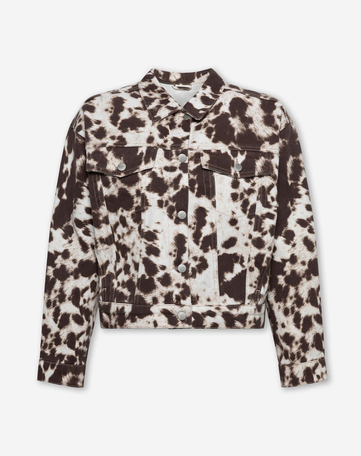VESTE EN DENIM À IMPRIMÉ VACHE BRUN