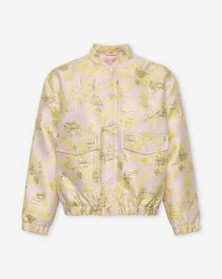 BOMBER JACQUARD FLEURI JAUNE CLAIR