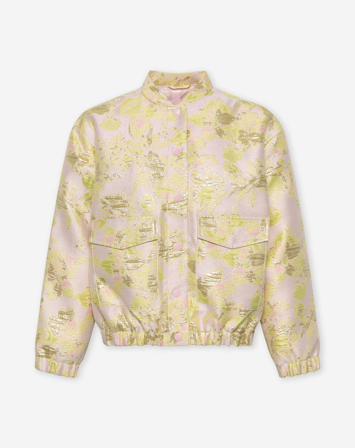 BOMBER JACQUARD FLEURI JAUNE CLAIR
