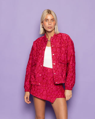 BOMBER JACQUARD ROUGE